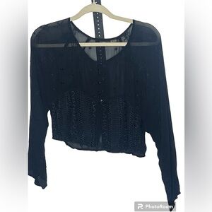 Juncture Black Cropped Top Sz Large